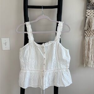 INC. White Lace Button-Up Women's Top. Size M